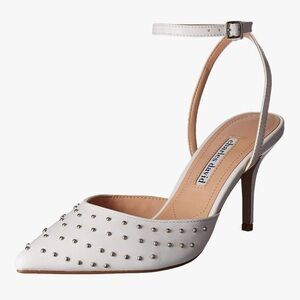 Charles David White Studded Pointed Slingback Pump